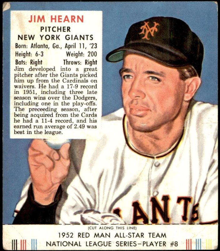 Jim Hearn, 1952 Red Man Tobacco Baseball