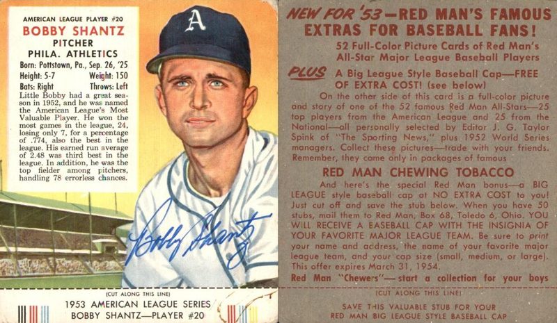 Bobby Shantz, 1952 Red Man Tobacco Baseball
