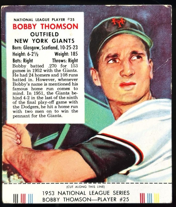 Bobby Thomson, 1953 Red Man Tobacco Baseball