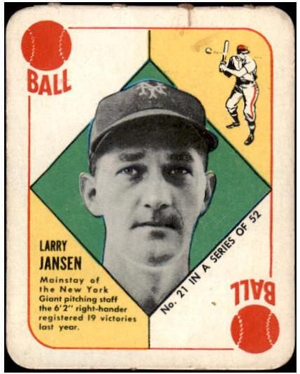 Larry Jansen, 1951 Topps Red Backs Baseball