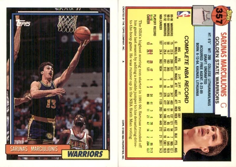 Sarunas Marciulionis, 1992 Topps Basketball