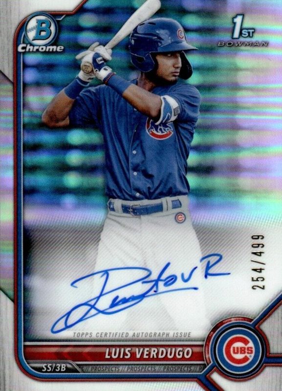 Luis Verdugo, 2022 Bowman Chrome Prospects Baseball