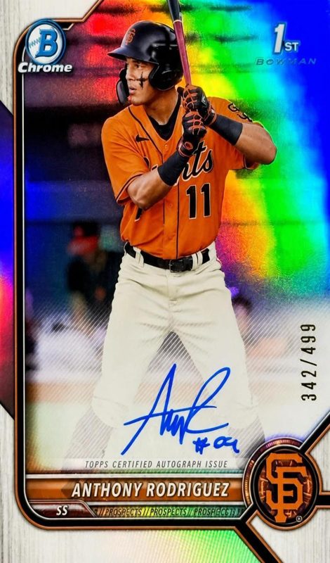 Anthony Rodriguez, 2022 Bowman Chrome Prospects Baseball