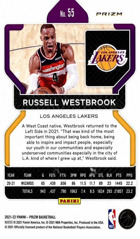 Russell Westbrook, 2021 Panini Prizm Basketball