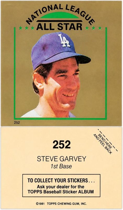 Steve Garvey, 1981 Topps Stickers Baseball