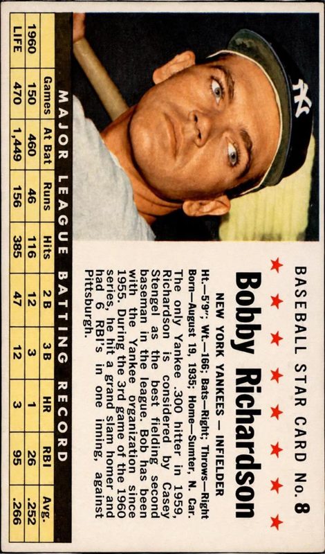 Bobby Richardson, 1961 Post Cereal Baseball
