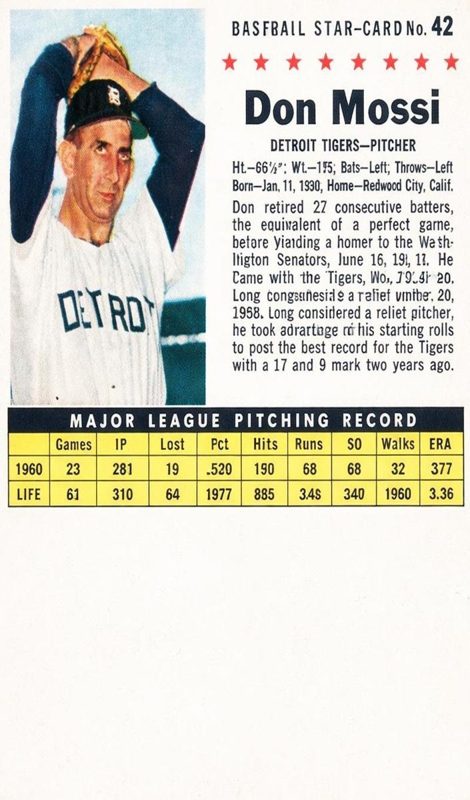 Don Mossi, 1961 Post Cereal Baseball