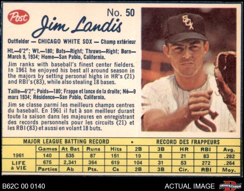 Jim Landis, 1962 Post Canadian Baseball