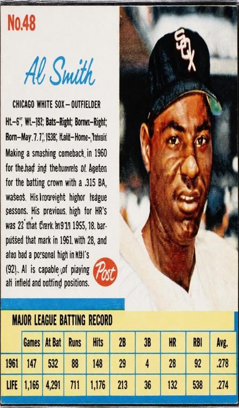 Al Smith, 1962 Post Cereal Baseball