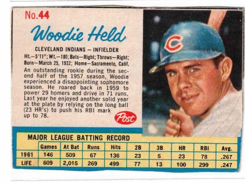 Woody Held, 1962 Post Cereal Baseball