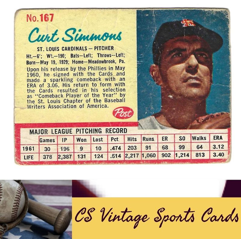 Curt Simmons, 1962 Post Cereal Baseball