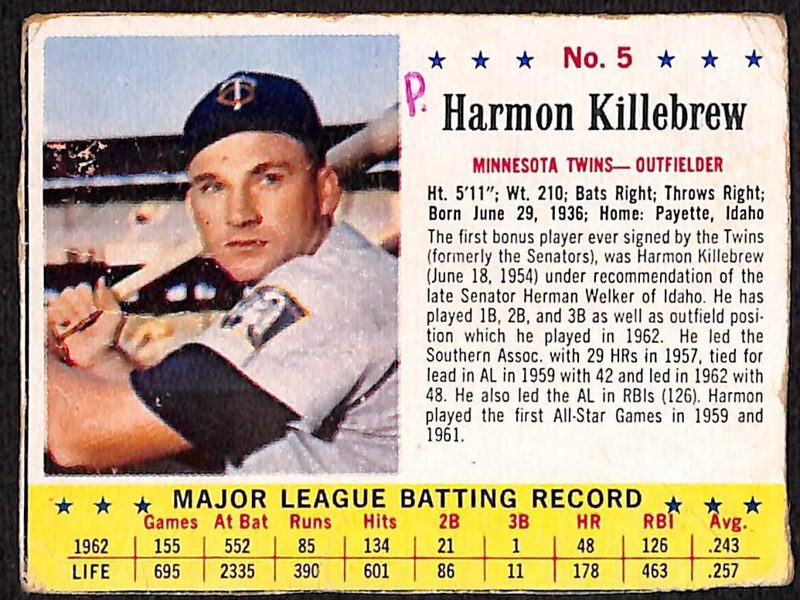 Harmon Killebrew, 1963 Post Cereal Baseball