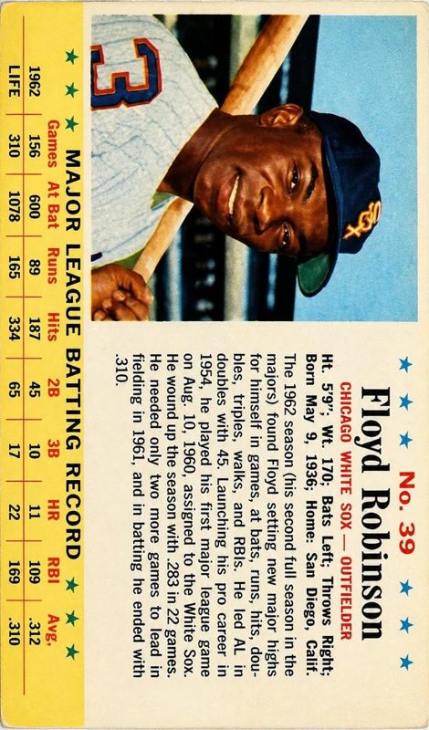 Floyd Robinson, 1963 Post Cereal Baseball