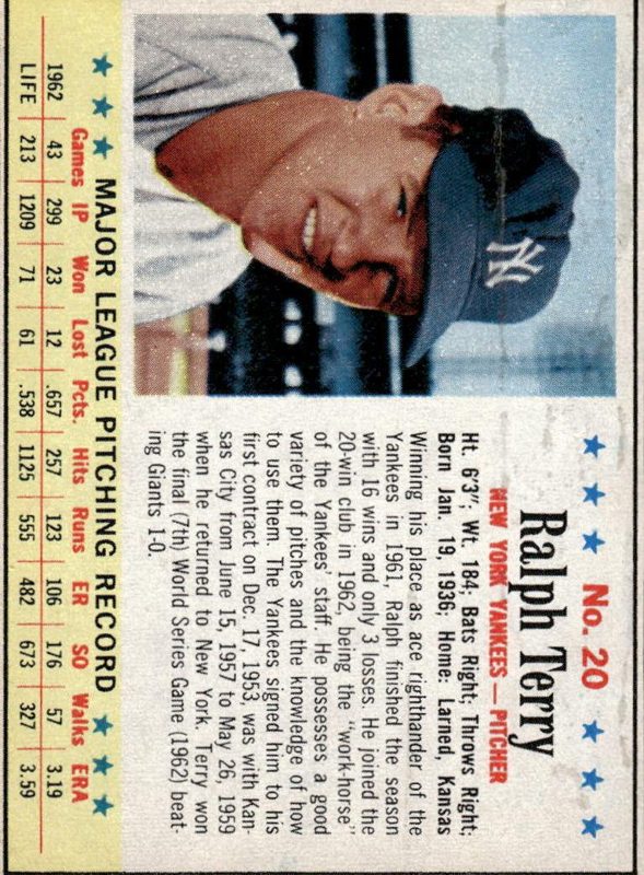 Ralph Terry, 1963 Post Cereal Baseball