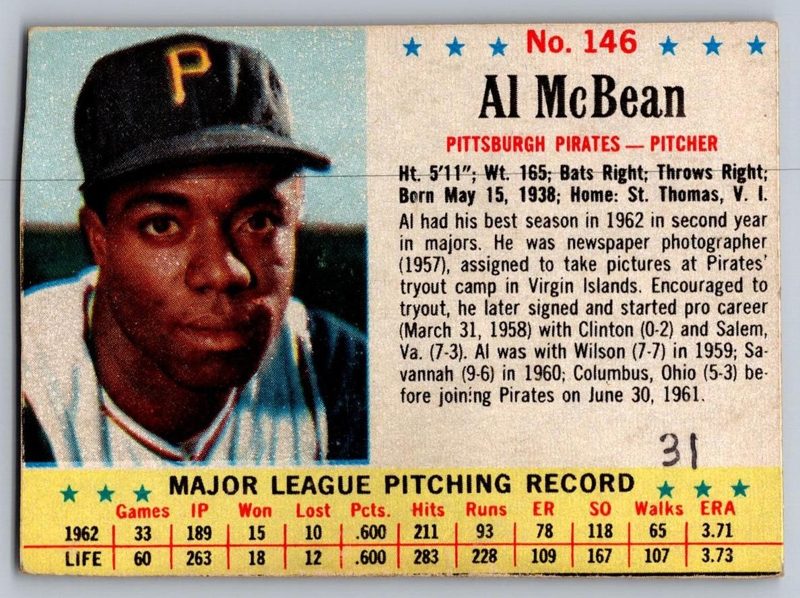 Al McBean, 1963 Post Cereal Baseball
