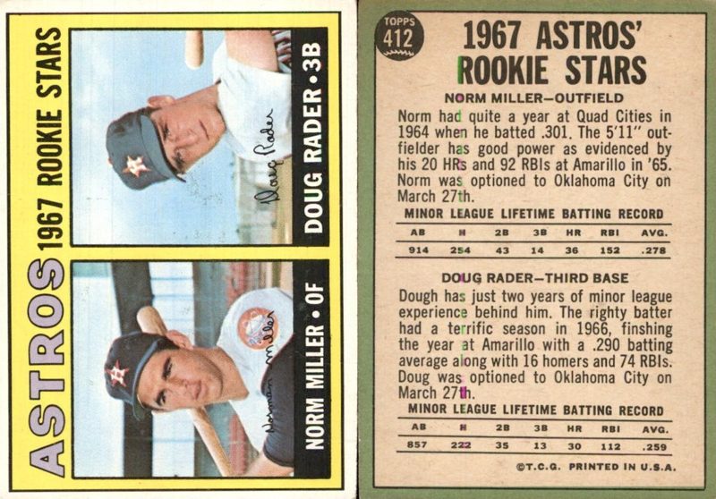 Astros Rookies, 1967 Topps Baseball